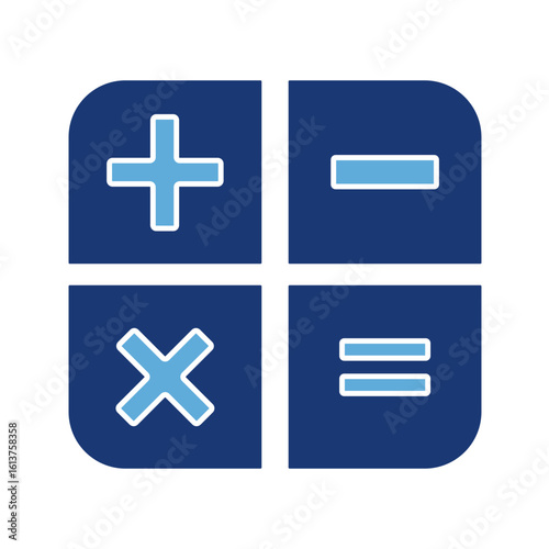 Mathematical Calculator Sign Icon Set including Plus Minus Divide Multiply Symbols. Vector Image.