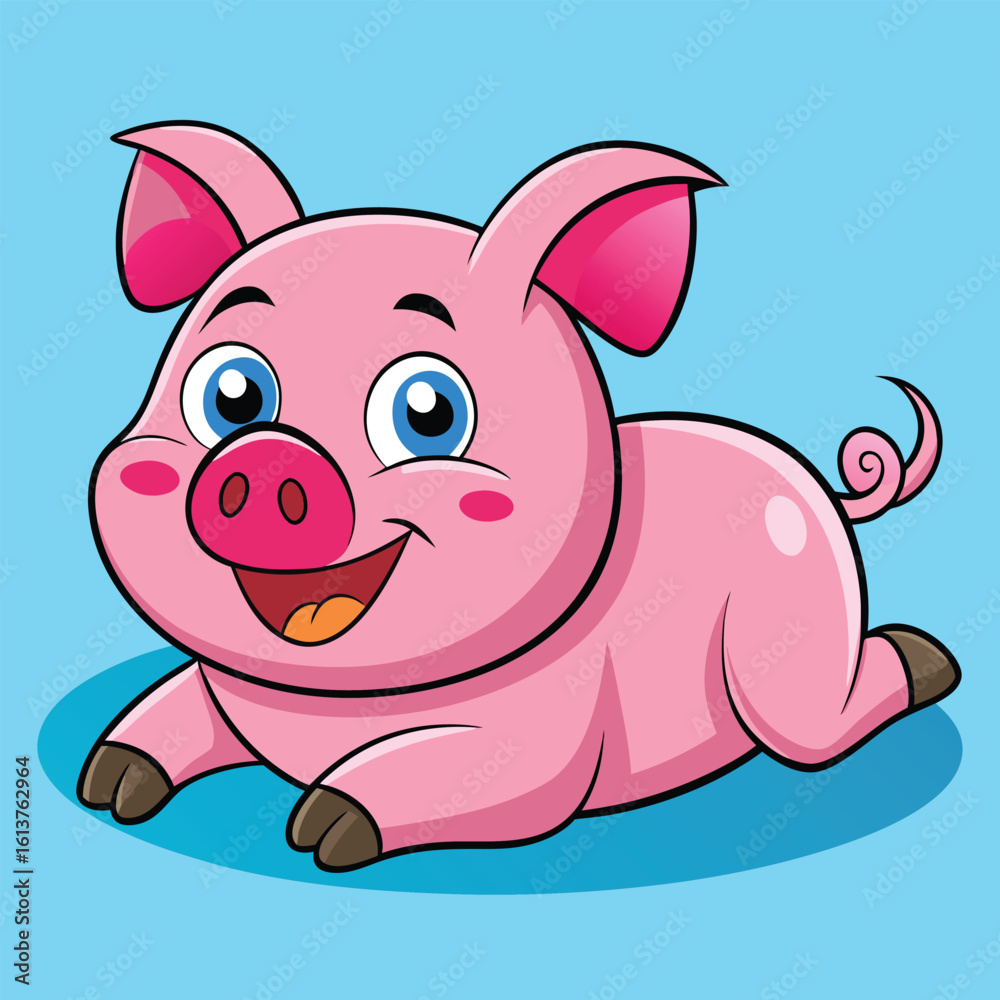 Fototapeta premium pig, animal, cartoon, pink, vector, farm, 