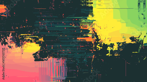 Abstract glitch vector background with vibrant colors and texture  