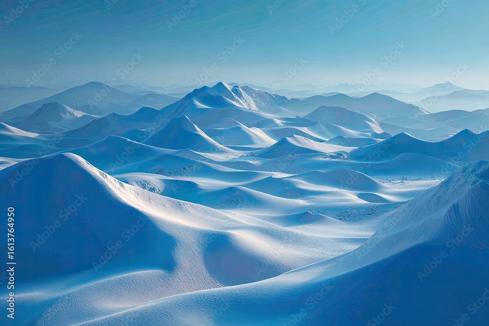 Fototapeta premium Snowy mountain range, soft light