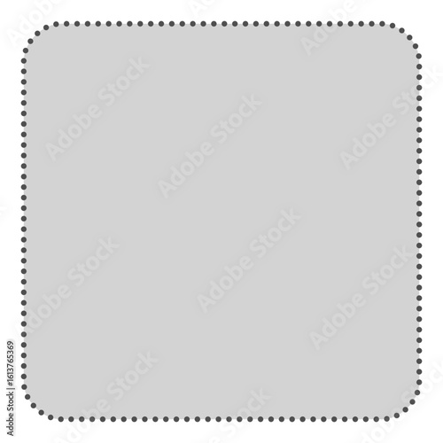 Gray square label with rounded dotted edge