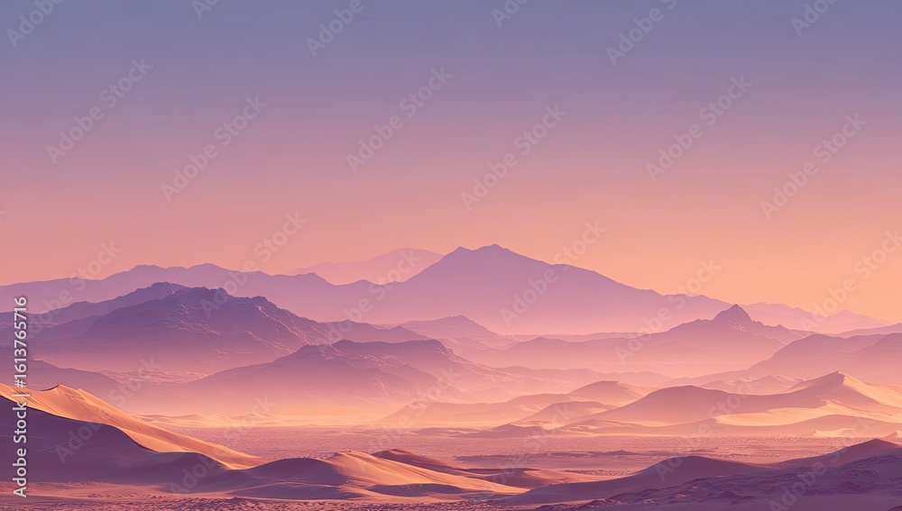 Desert mountain range at sunrise/sunset Desert mountain range at sunrise/sunset