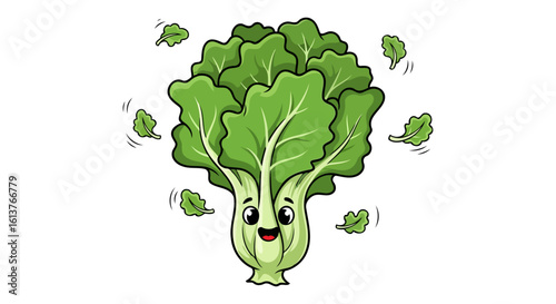 happy bok choy cartoon character isolated