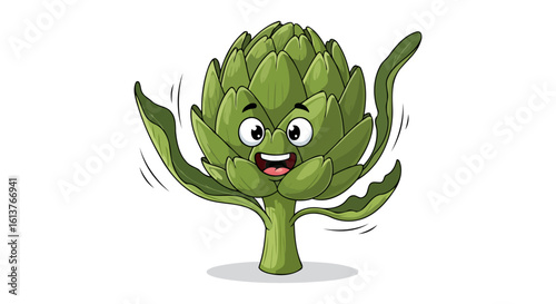 happy cartoon artichoke isolated