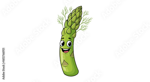 happy asparagus cartoon character isolated