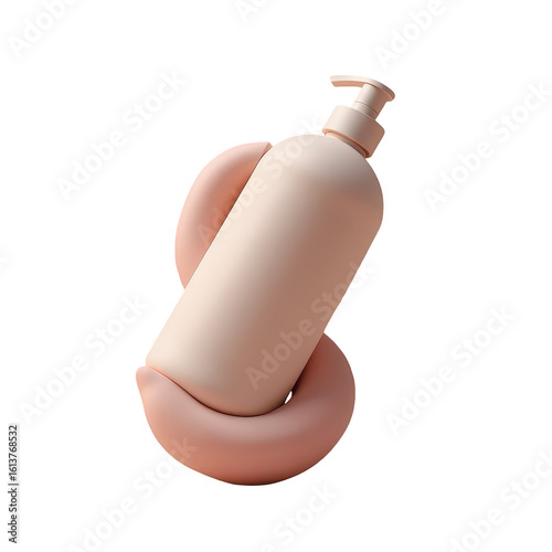 Pastel-colored pump bottle displayed in a modern design.