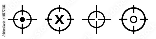 Aim icons set. Focus target symbol collection.