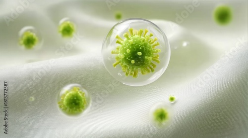 microscopic close-up of bacteria and viruses on fabric