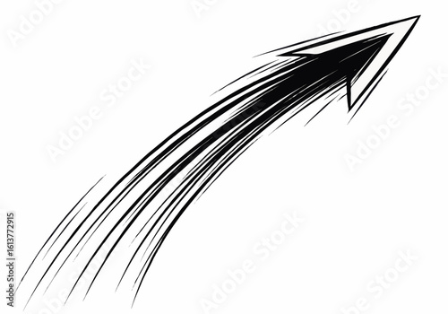 Stylized arrow with speed lines pointing upwards directionally