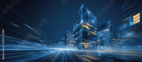 Futuristic city at night with motion blur (2)