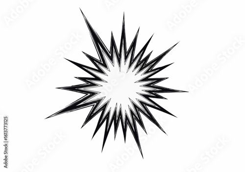 Abstract starburst design with sharp black lines and white space
