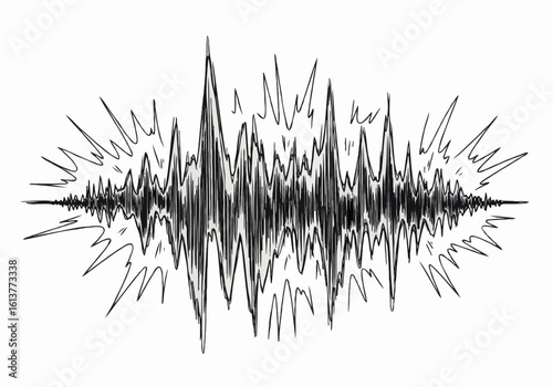 Sound wave illustration with rough sketch style design effect