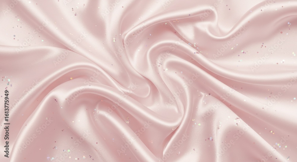 Obraz premium Soft Pink Silk Fabric with Scattered Glitter textile