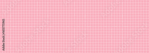 Geometric simple seamless pattern light grid on pink background empty. Notepad paper abstract hand drawn line style pastel color. Vector 10 eps