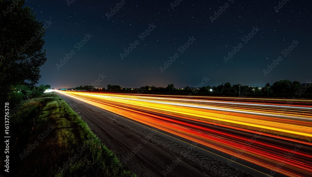 Fototapeta premium Night highway with starlit sky