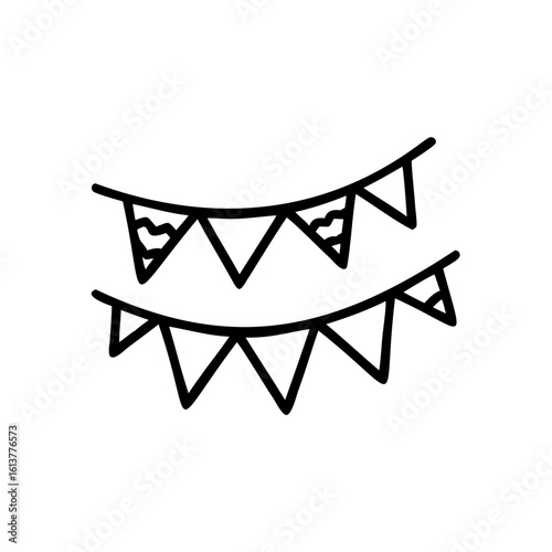 Line art two strings triangular bunting flags banner decoration