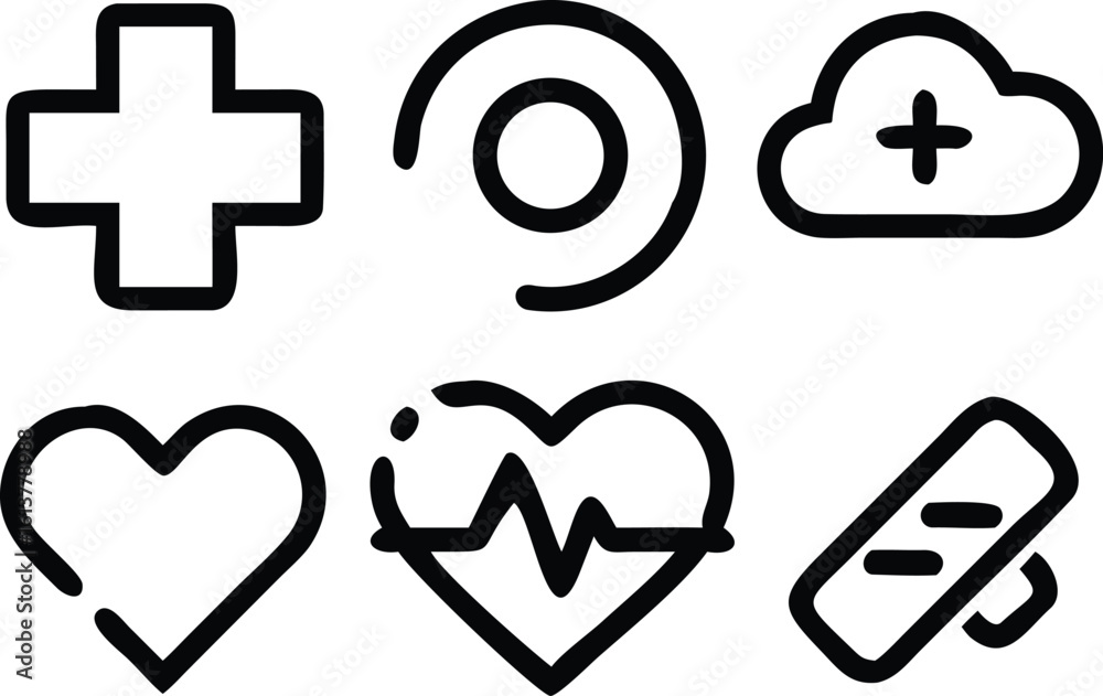 Obraz premium Medical Stethoscope Heartbeat Line Art Symbol pulse