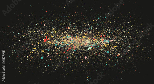 Colorful galaxy with stars and cosmic dust on black background  