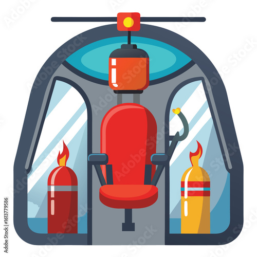 fire extinguisher in cockpit on white background