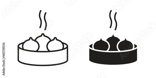 Xiao long bao icon vector editable. black vectors set