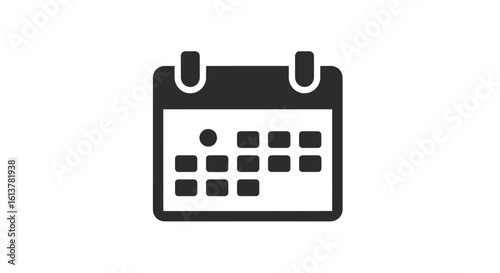 A minimal vector icon of a calendar with a single dot, symbolizing a milestone or event