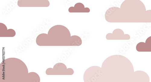 Soft pink cloud pattern on white background in minimalist style  