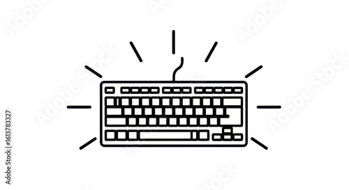 Computer keyboard icon, glowing keyboard symbol, illuminated keyboard sign, computer keypad illustration