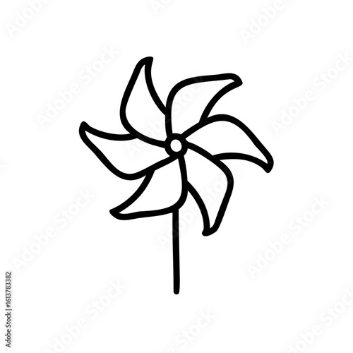 Outline pinwheel toy on a wind spinning