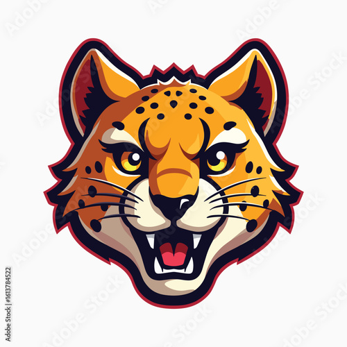 Snarling cheetah face vector with spotted fur