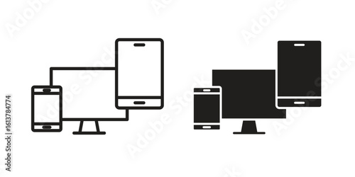 Responsive icon vector editable. black vectors set