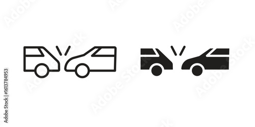 Rear end collision icon vector editable. black vectors set