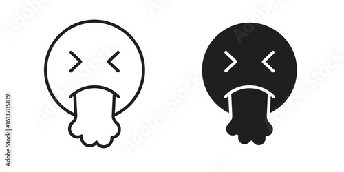 Puking emoji icon vector editable. black vectors set