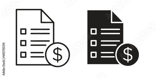 Price list icon vector editable. black vectors set