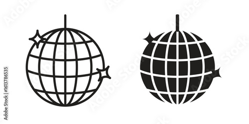 Mirror ball icon vector editable. black vectors set