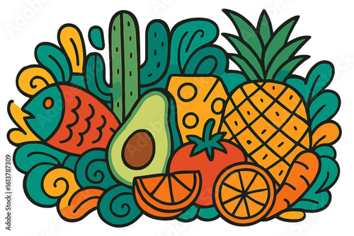 Chalkboard illustration of Bolivia in cartoon vector doodle style