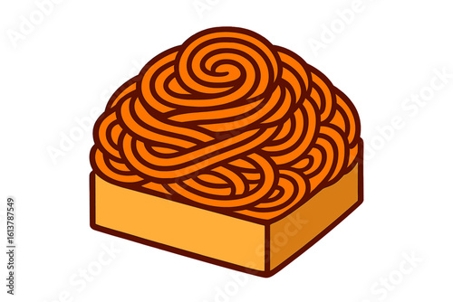 Indian street food cartoon vector of a sweet sticky jalebi snack