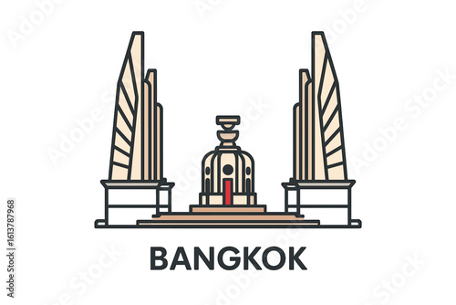 Vector icon of democracy monument in Bangkok for illustration of Thai culture, travel, tradition, or heritage collection