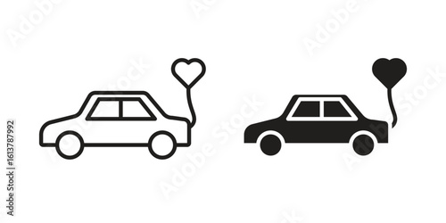 Just married icon vector editable. black vectors set