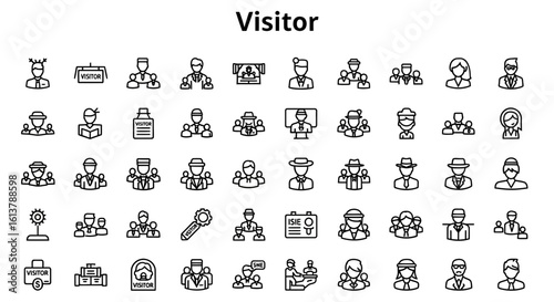 Solid Black Visitor Icons: Guest, Tourist, and Presence Symbols