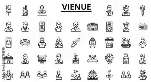 Solid Black Venue Icons: Location, Event Space, and Meeting Place Symbols