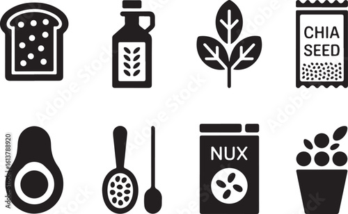Superfoods and Healthy Ingredients Icons Collection