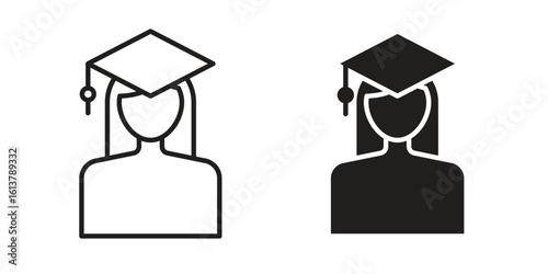 Graduated icon vector editable. black vectors set