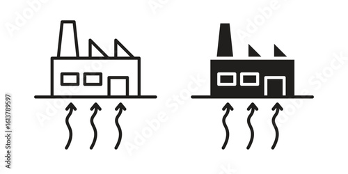 Geothermal Energy icon vector editable. black vectors set