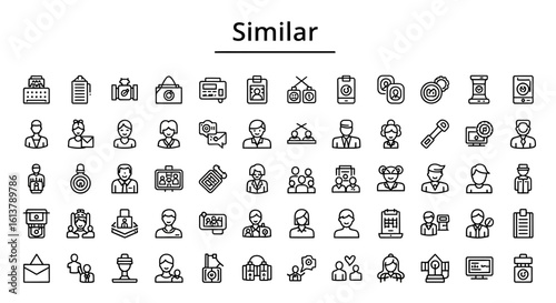 Solid Black Similar Icons: Comparison, Match, and Resemblance Symbols