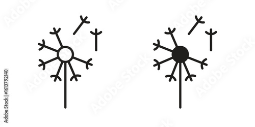 Dandelion icon vector editable. black vectors set