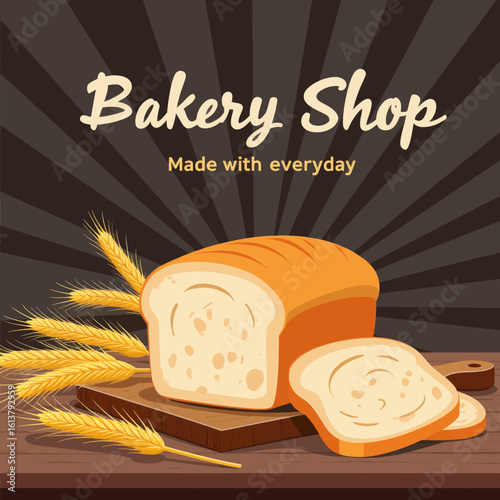 Bread Loaf and Wheat Stalks on Transparent Background, Rustic Illustration for Branding