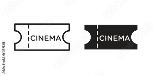 Cinema tickets icon vector editable. black vectors set
