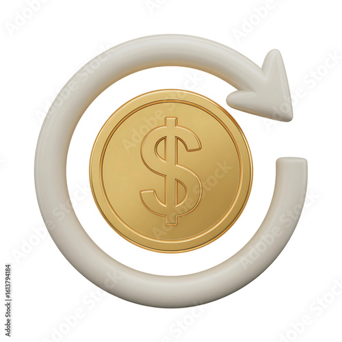 Golden dollar coin symbolizing financial growth and successful investment returns, conveying wealth and economic progress