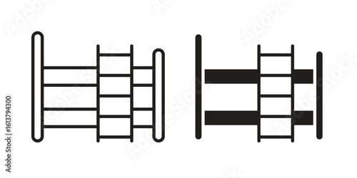 Bunk bed icon vector editable. black vectors set
