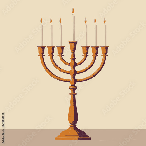 Gold Candelabra with White Candles, Antique Design Element on Transparent Background